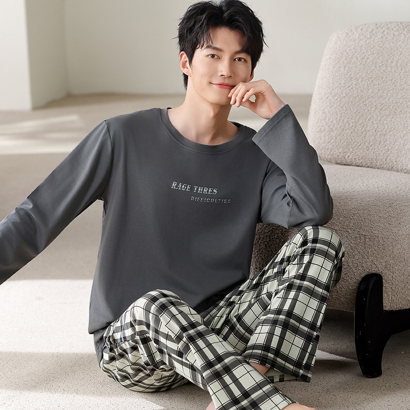 Y6840 순면 남성용 라운드 넥 긴팔