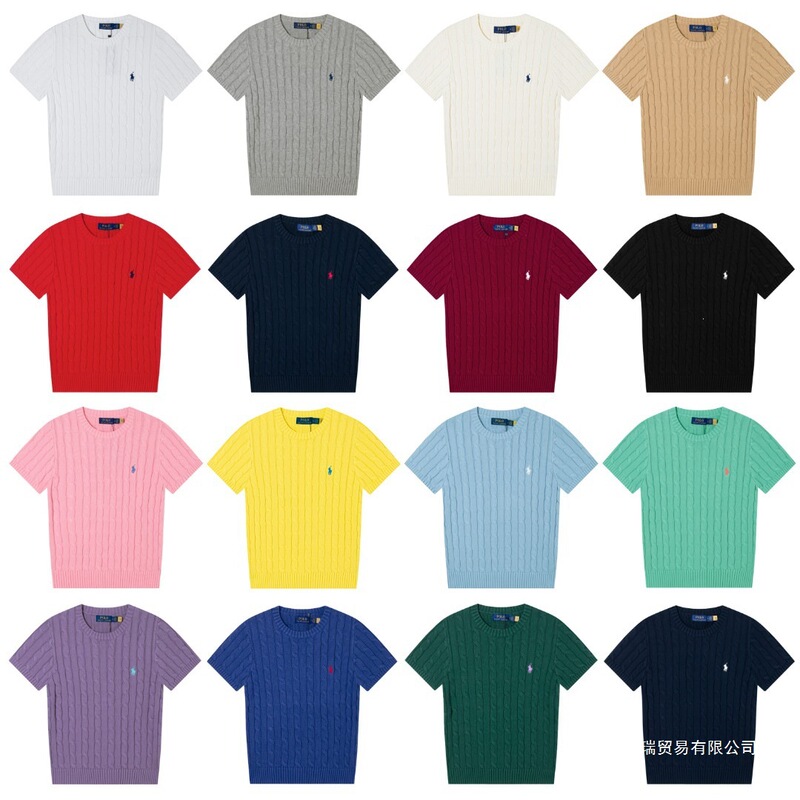 2026 Summer New Classic Rl Ralph Lauren Embroidered Slim-Fit T-Shirt Cable Knit Sweater Short-Sleeve Knitwear 2026 Summer New Classic Rl Ralph Lauren Embroidered Slim-Fit T-Shirt Cable Knit Sweater Short-Sleeve Knitwear