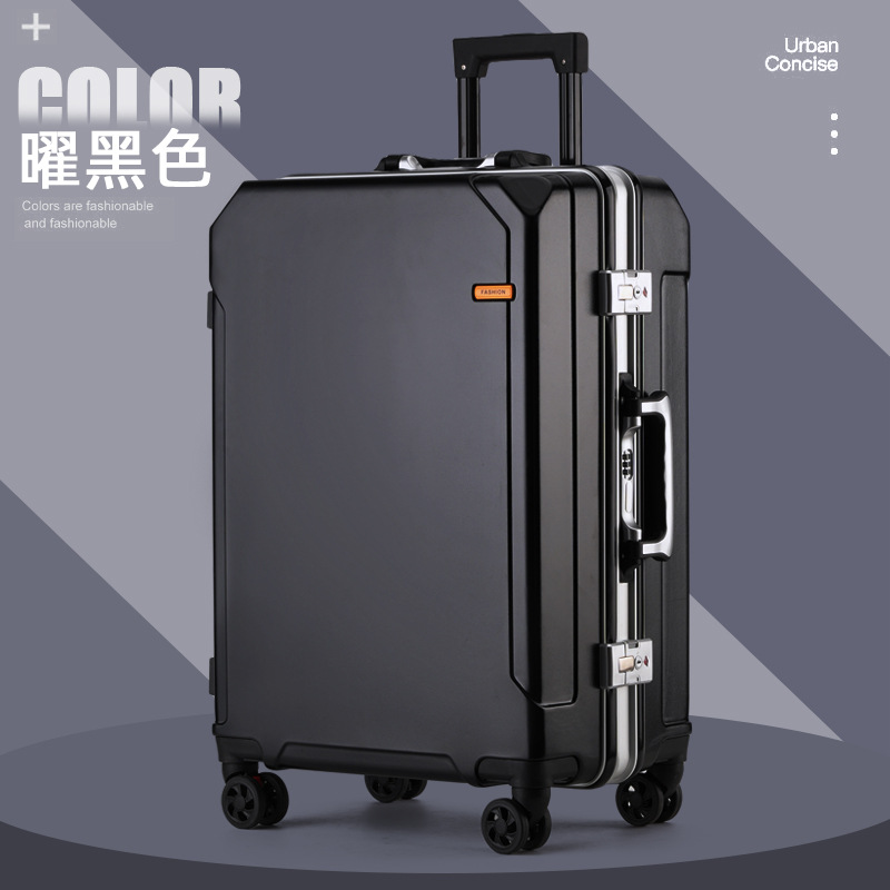 Caja de barra de tracción, maleta de marco de aluminio, maleta de viaje con ruedas universales para hombres y mujeres, nueva caja de cifrado de gran capacidad, maleta de negocios