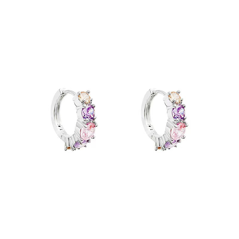Estilo ins, circón de color de moda, botones de oreja de lujo ligeros, pendientes pequeños y exquisitos de alta gama, personalidad, pendientes de todo fósforo