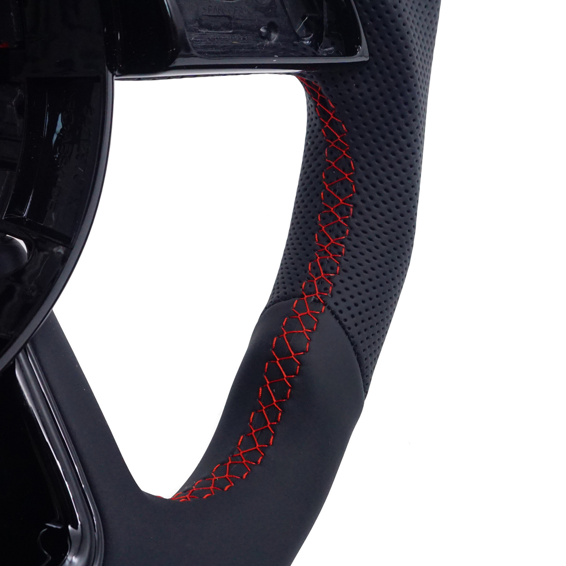 Suitable for Audi A4B9 Without Logo, Semi-Perforated Red Line, Red Center Emblem, Steering Wheel Without Paddle Shifters, with Styling Base