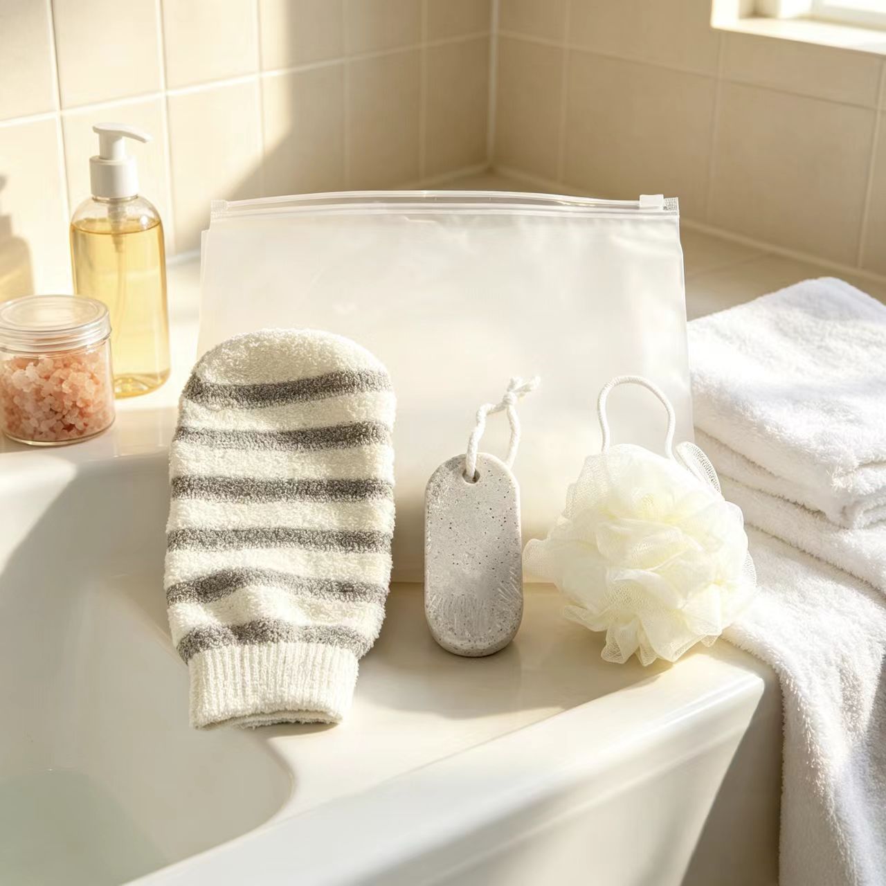 Set de Baño de Madera con Corazón de Madera de Masaje para Baño y Regalo