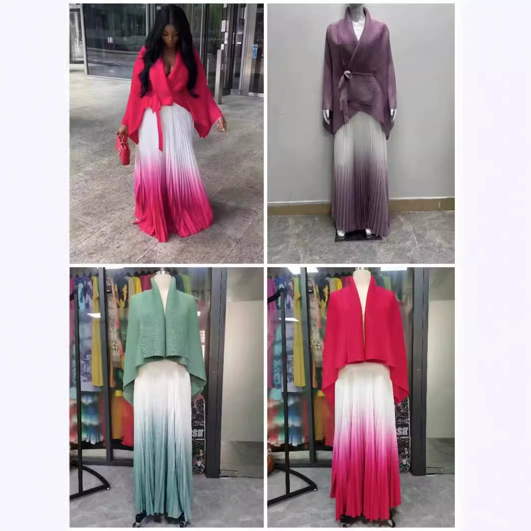 Трансграничная Южная Африка Горячая Распродажа 2024 Осень Новый градиент плюс размер набор брюки летучая мышь рукава рубашка из двух частей