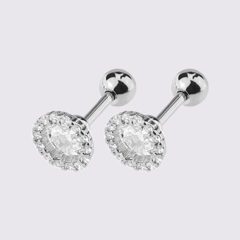 Pendientes de circonita de sol pequeño de venta caliente en Europa y América Pendientes de cobre de amor Personalidad simple Pendientes de circonita de moda geométrica en forma de corazón