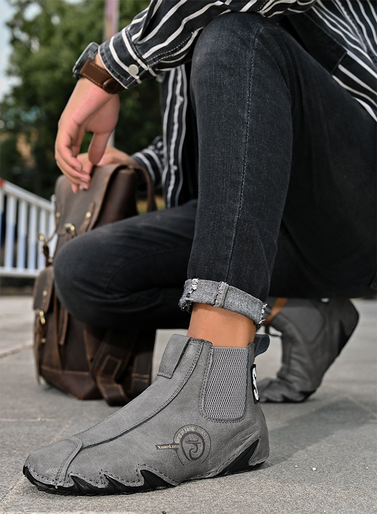 Toamna și iarna, cizme Martin înalte pentru bărbați, mărime mare, din piele de vacă autentică, din bumbac, calde, pentru toamnă și iarnă_voghion.com