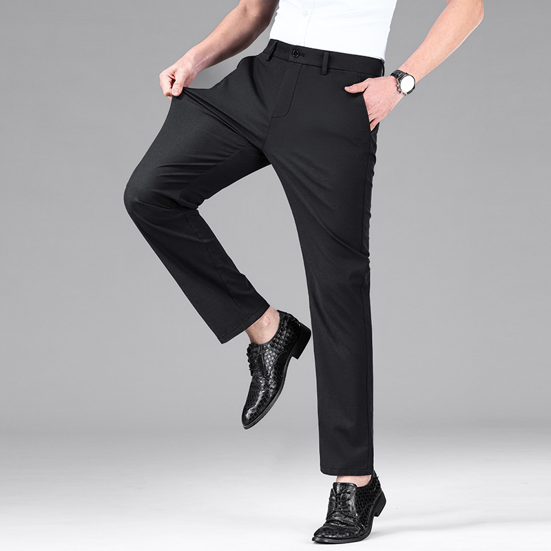 Coole und bügelfreie Hose mit geradem Bein, Frühlings- und Sommerhose aus dünnem Eisseidenleinen für Herren_voghion.com