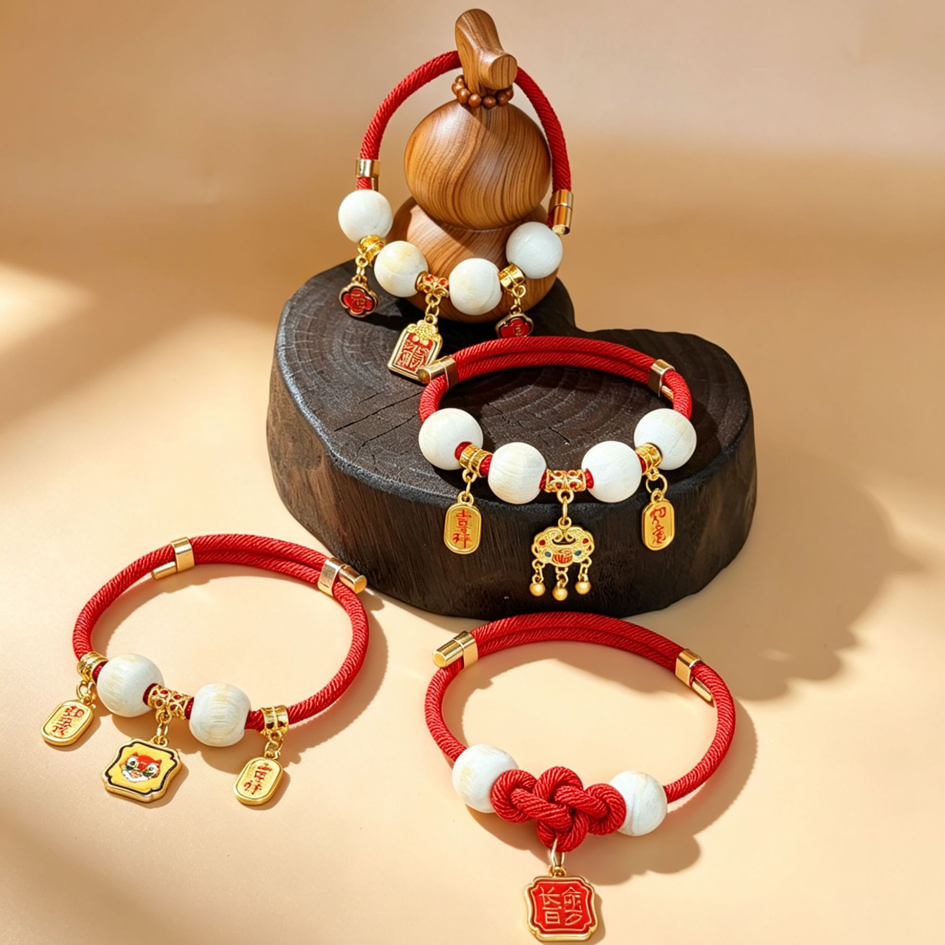 Pet Collar for Dogs and Cats, Longevity Lock Bell, Silent New Year Chinese Style Ornament, Camphor Insect-Repelling Red String Necklace