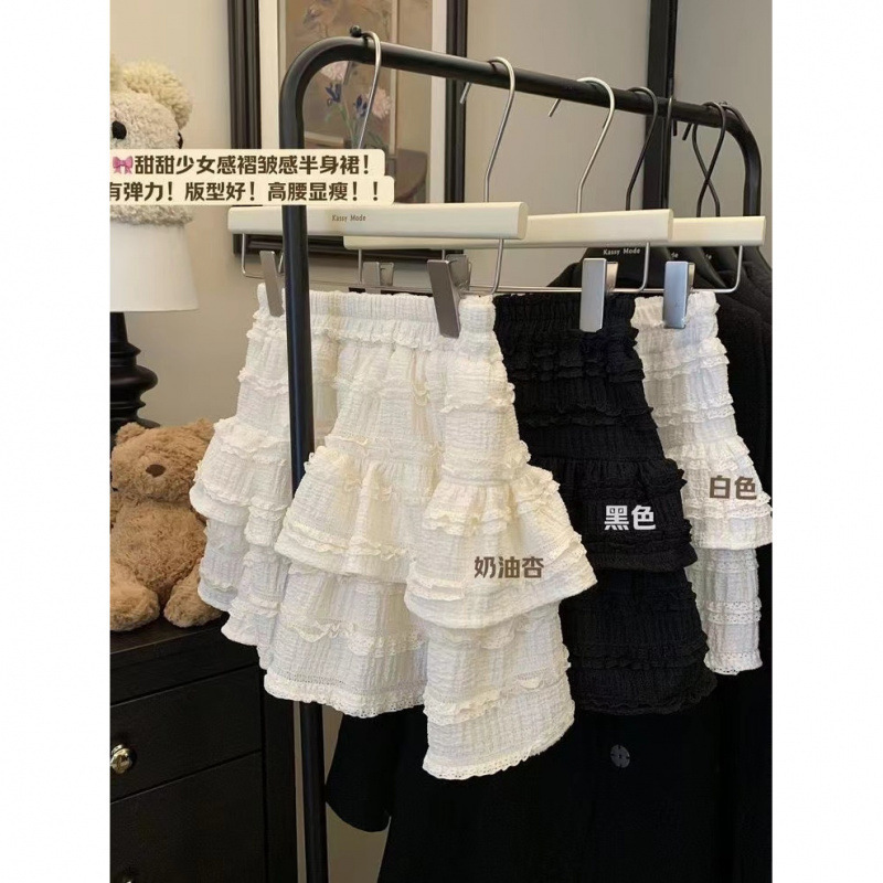 春日夏季芭蕾风软妹甜美蕾丝花边设计蛋糕感小众蓬蓬半身裙裙子|undefined