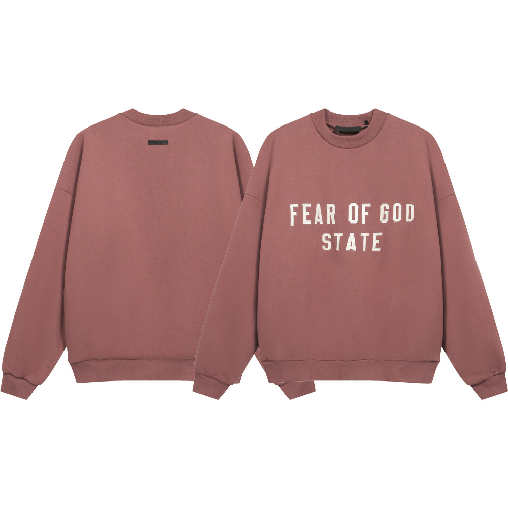 24FW FOG ESSENTIALS Lavado y anticuado letras impresas parejas masculinas y femeninas con el mismo estilo suéter de cuello redondo