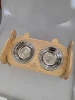 Lift double bowl solid wood varnish (including bowl)