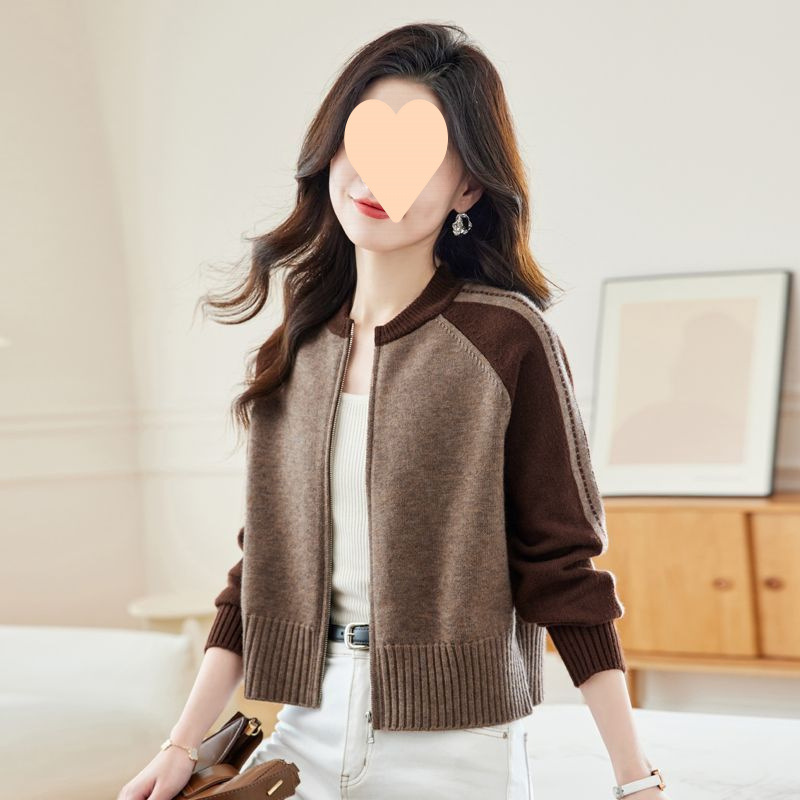 高腰短款针织开衫女士早春秋装2025新款爆款小个子棒球服毛衣外套|undefined