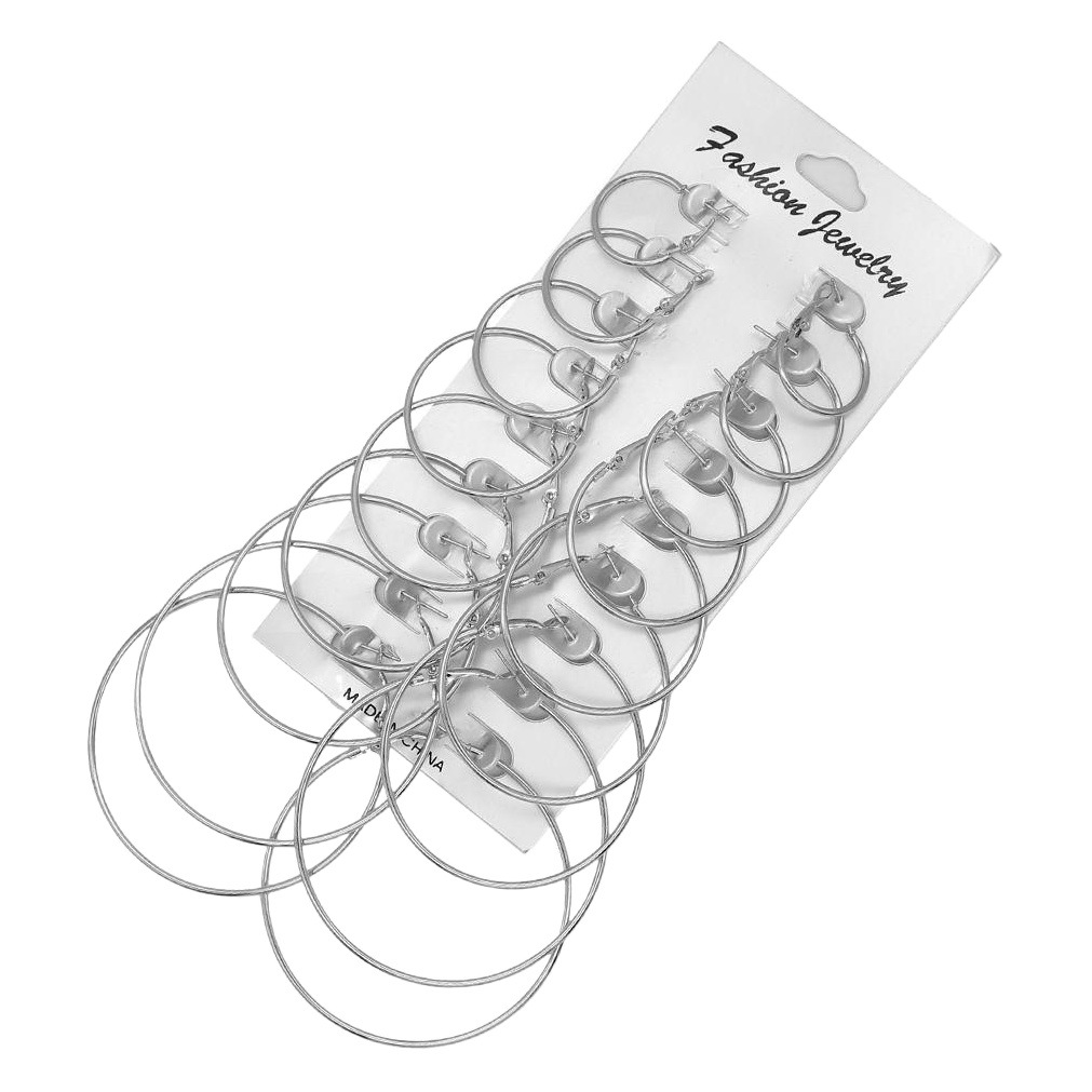 European and American Exaggerated Metal Large Hoop Earrings Set Personalized All-match Nightclub Fashionable 12 Pair Combination of Ear Hoop Earrings