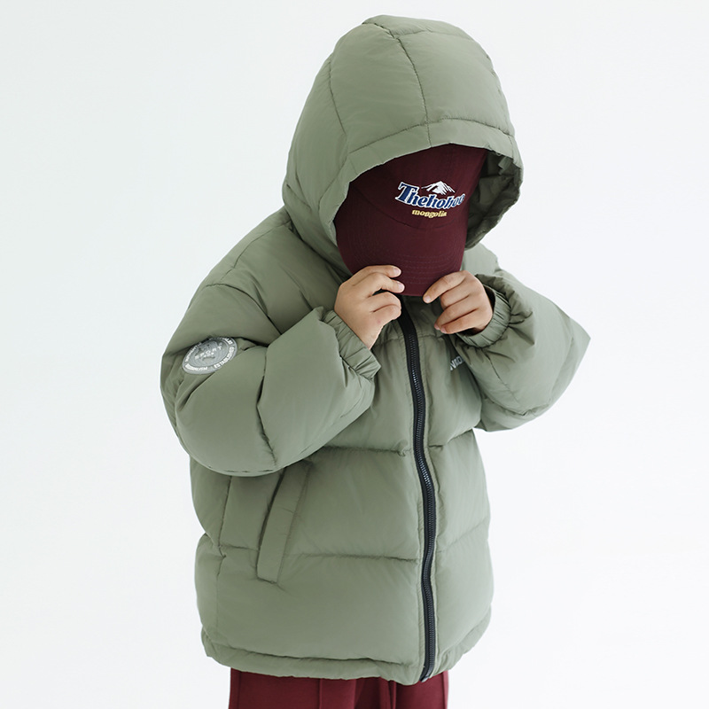 DK Children's Winter 2023 New Boys and Girls' Warm Down jacket, Big Kids' Thickened Loose Hooded Coat
