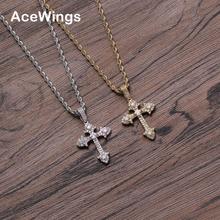 欧美嘻哈饰品 满锆十字架吊坠 满锆毛衣链情侣项链