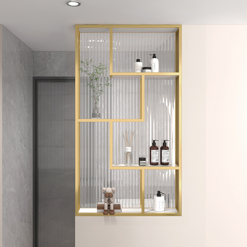 Changhong glass half-wall partition bathroom vanity console living room iron storage rack minimalist modern stainless steel screen