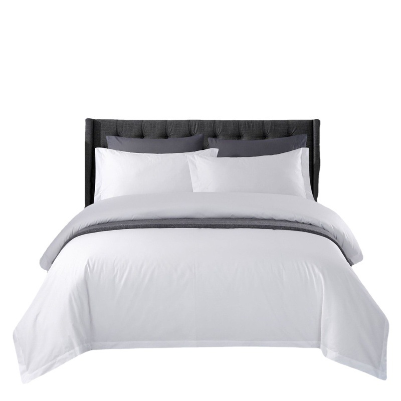 Juego de sábanas de hotel de cuatro piezas X Duo para todas las estaciones, mismo estilo, 60 hilos, algodón puro, satén blanco, para hotel B&B