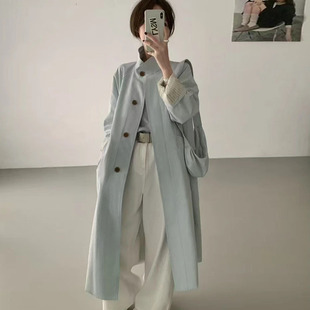 7374 in stock creamy-white Striped Top 2025 Small Korean Mid-length Collar Explosive Coat Jacket