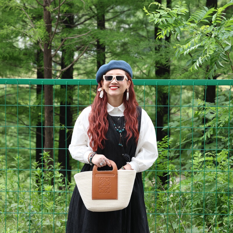 Factory in stock Knitted French Retro Cotton Woven Bag Large Capacity Handbag Tote Bag Women