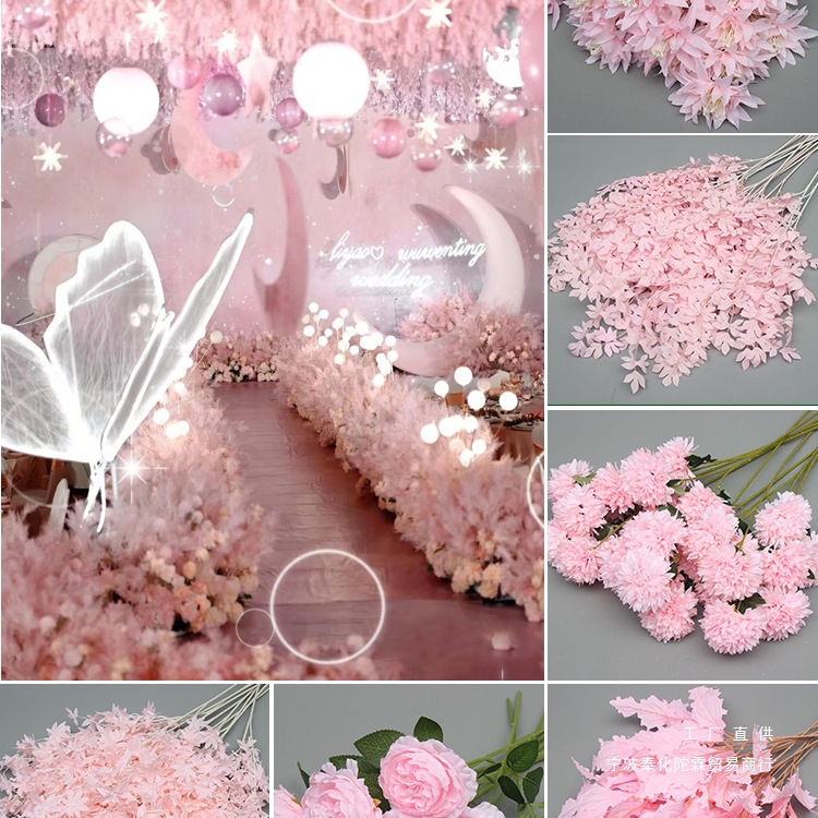 10 flores rosadas bodas flores de seda decoración floral flores falsas hortenida Wenxin Road Artes florales otros