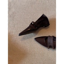 羊皮版~复古尖头内增高玛丽珍鞋女浅口通勤鞋一脚蹬法式气质单鞋