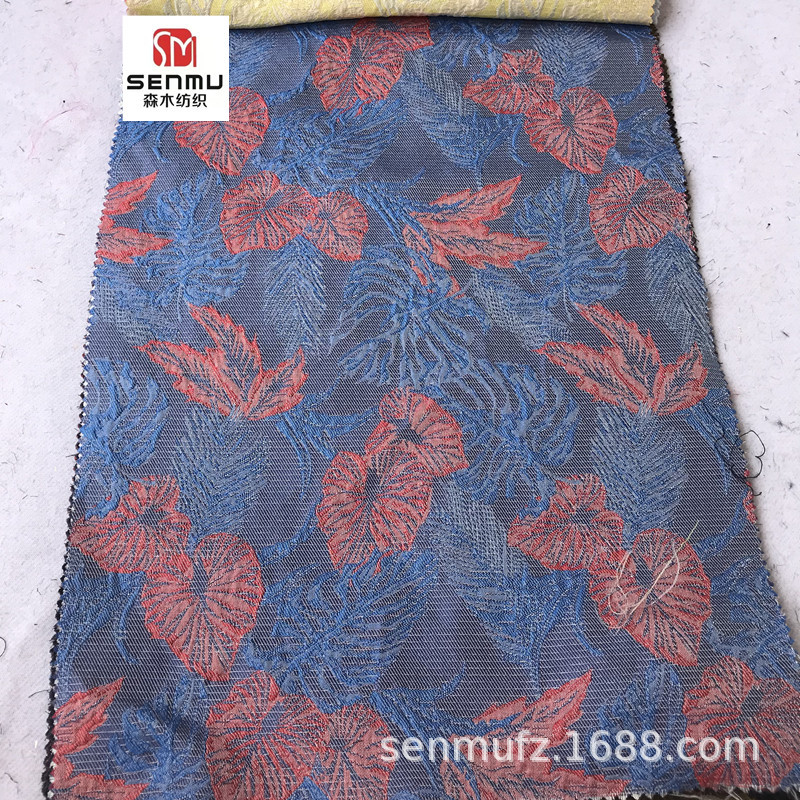 欧洲时尚色织平纹布欧美锻面提花面料潮流西装连衣裙涤纶布批发