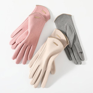 Warm Gloves N178 Women's Autumn and Winter Velvet Thickeneded Warm Outdoor Driving and Cycling Touch Screen German Velvet Winter Gloves