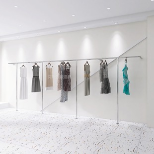 Clothing Store Wall Hangers Women's Clothing Store Stainless Steel Wire-drawing Shelf Display Wall-hanging Shelf Clothing Rack Display Rack