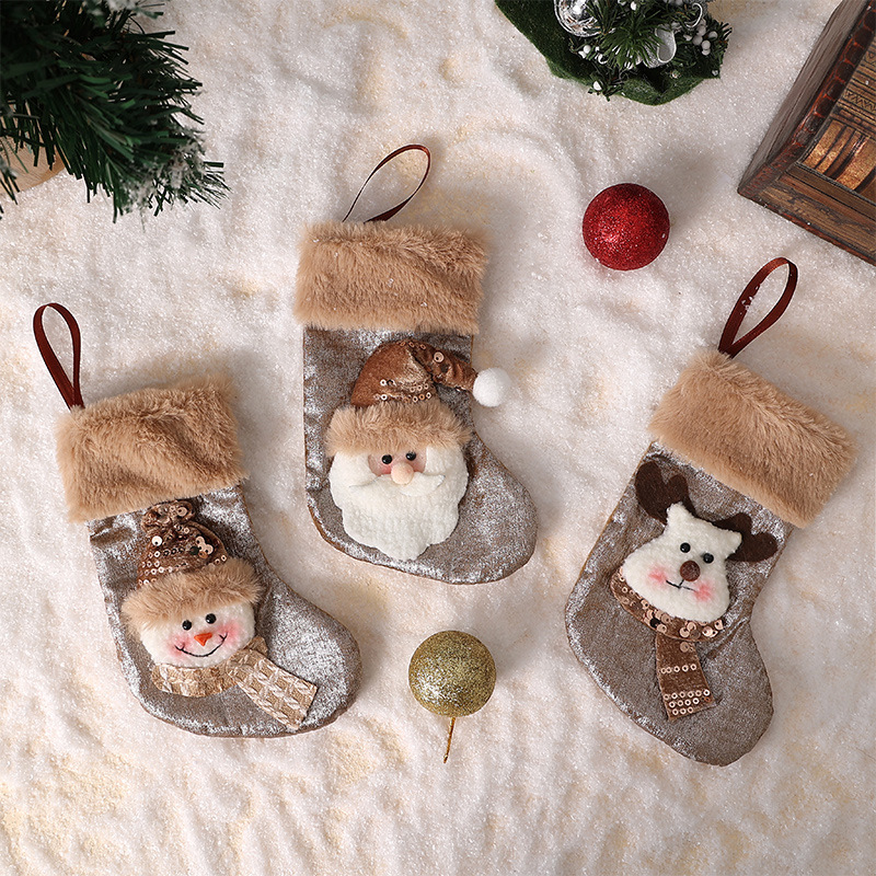 Cross-border Christmas decoration Christmas socks gift bags children's candy socks Christmas tree pendants gift bags party decorations