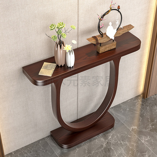 ♡New Chinese-style Semi-round Solid Wood Entrance Table Simple Household End View Table Entrance Cabinet Narrow Side Wall
