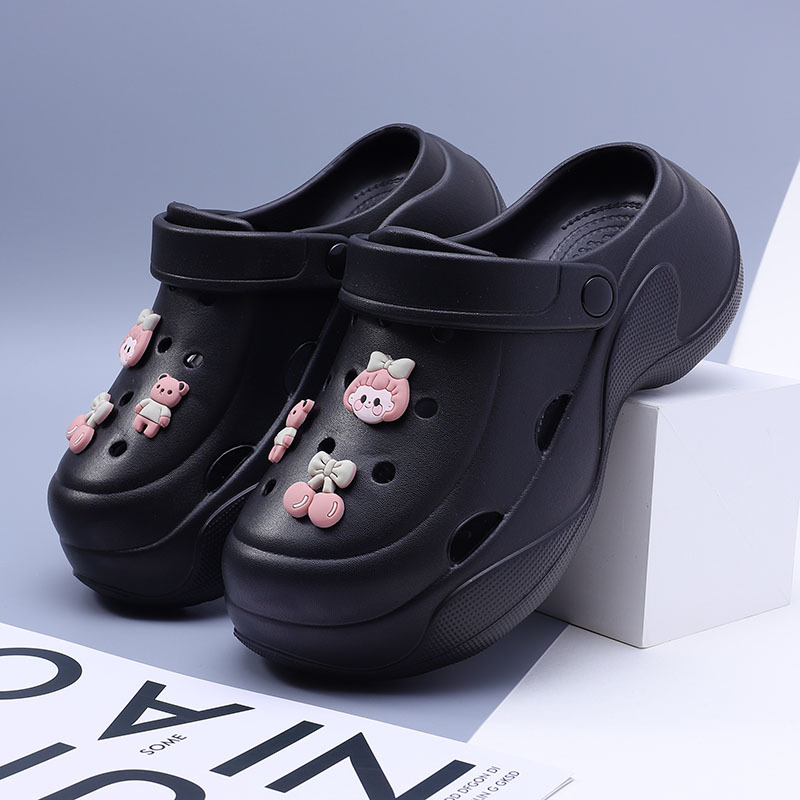 Nuevos productos de primavera y verano, zapatos de mujer sencillos y de moda, zapatos de bricolaje, accesorios de flores, suela gruesa, zapatos de nube Baotou de dos prendas