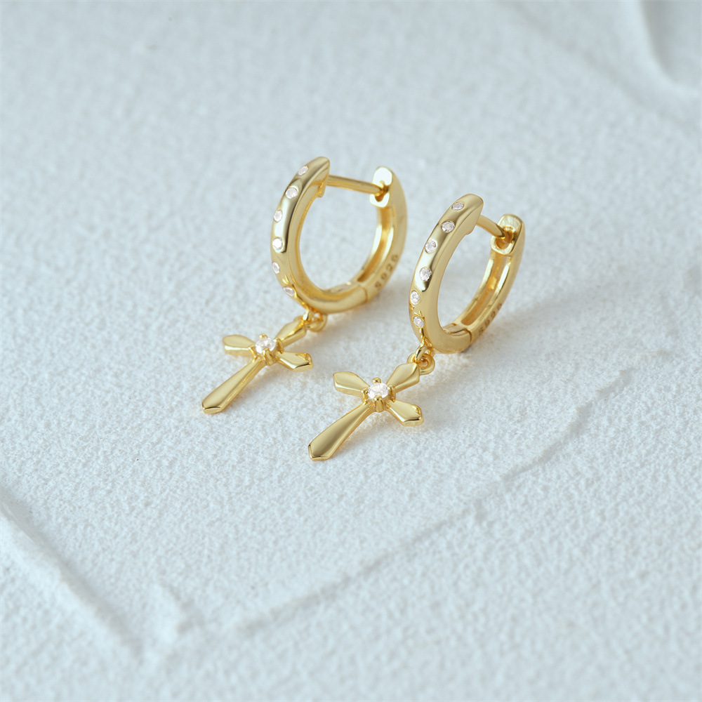 5g Weight 925 Sterling Silver Ear Needle Material Drop Earrings Classification 1 Pair Quantity Daily Occasion 925 Sterling Silver Material Cross Pattern Women's Gender Plating Design Simple Style Style 1 Pair 925 Sterling Silver Cross Drop Earrings 3