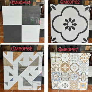 600X600 Glossy Black and White Tiles Hotel Lobby Floor Tiles