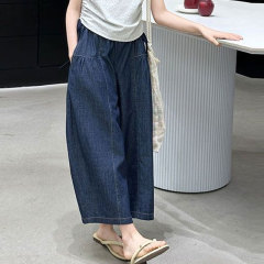 女童阔腿裤春秋款2025新款儿童洋气时髦牛仔裤女孩秋季宽松休闲裤