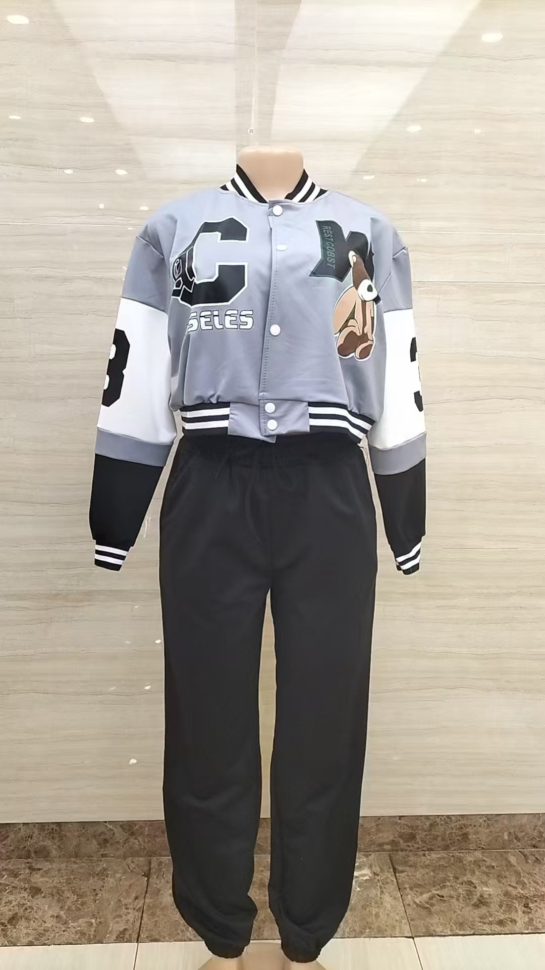 Completo da 3 pezzi con giacca da baseball di ispirazione africana alla moda (senza cappuccio): abbigliamento da strada elegante e versatile per uomo e donna_voghion.com