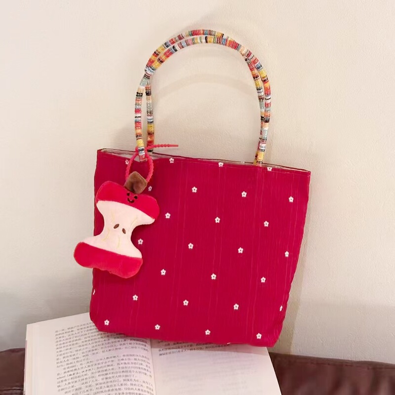Red Flower Wedding Souvenir Canvas Bag for Women 2025 New Style Contrasting Color Commuter Tote Shopping Bag Large Capacity Red Flower Wedding Souvenir Canvas Bag for Women 2025 New Style Contrasting Color Commuter Tote Shopping Bag Large Capacity