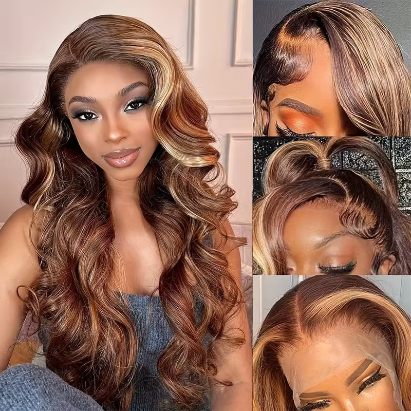 Front Lace Wig Set African Ladies Long Curly Hair Big Wave Brown Lace Wig Headgear Hair Wigs