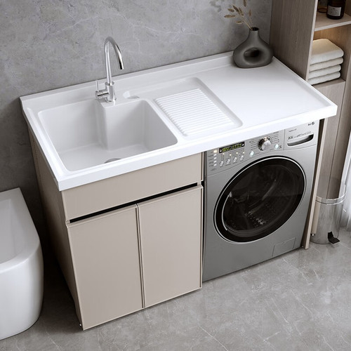 Yida factory direct sales integrated basin with sink and washboard space aluminum balcony washing machine companion cabinet combination