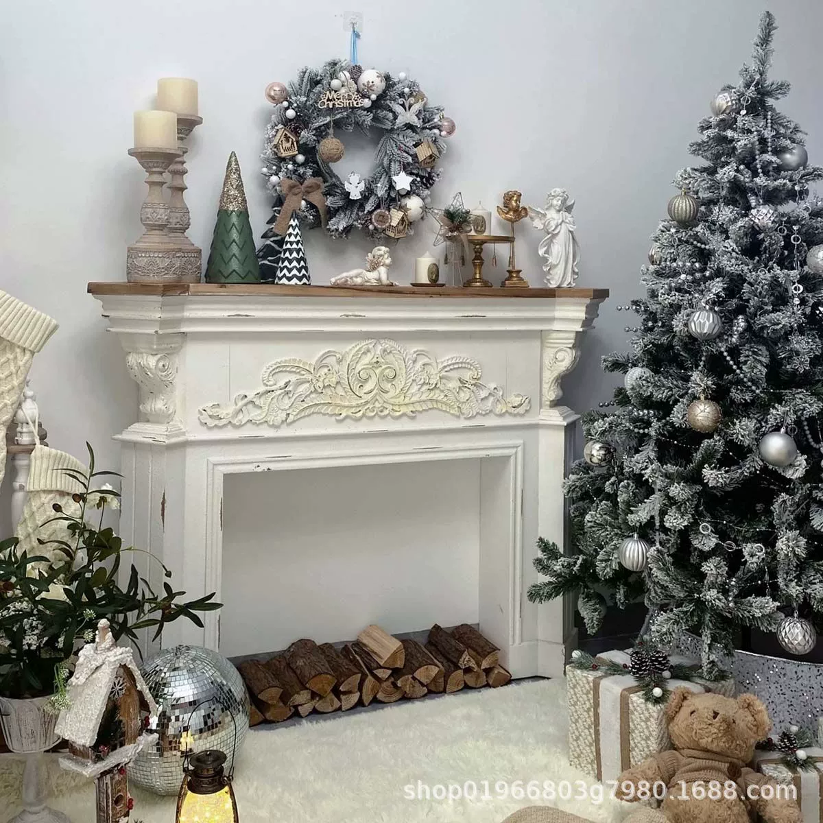 Американский французский винтажный камин декоративный шкаф декоративный камин Вилла B & B гостиная крыльцо европейская резная фотография