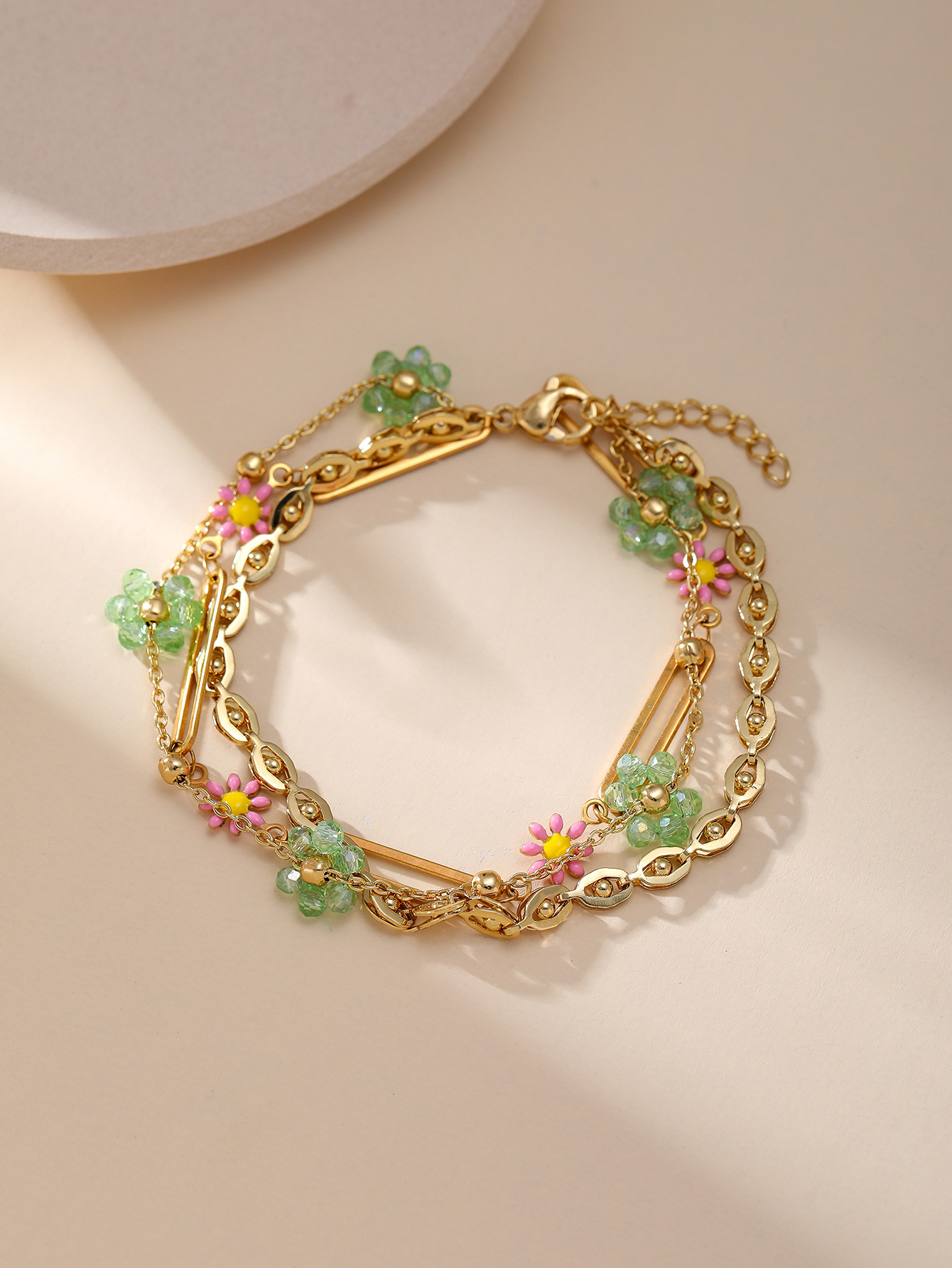 Titanium Steel Material Retro Simple Style Flower Titanium Steel Bracelets In Bulk