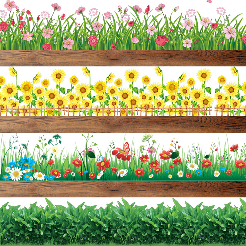 Pequeño girasol fresco línea de cintura pegatinas línea de anclaje papel pintado autoadhesivo sala de estar decoración del dormitorio línea de patada pegatinas de pared desnudas