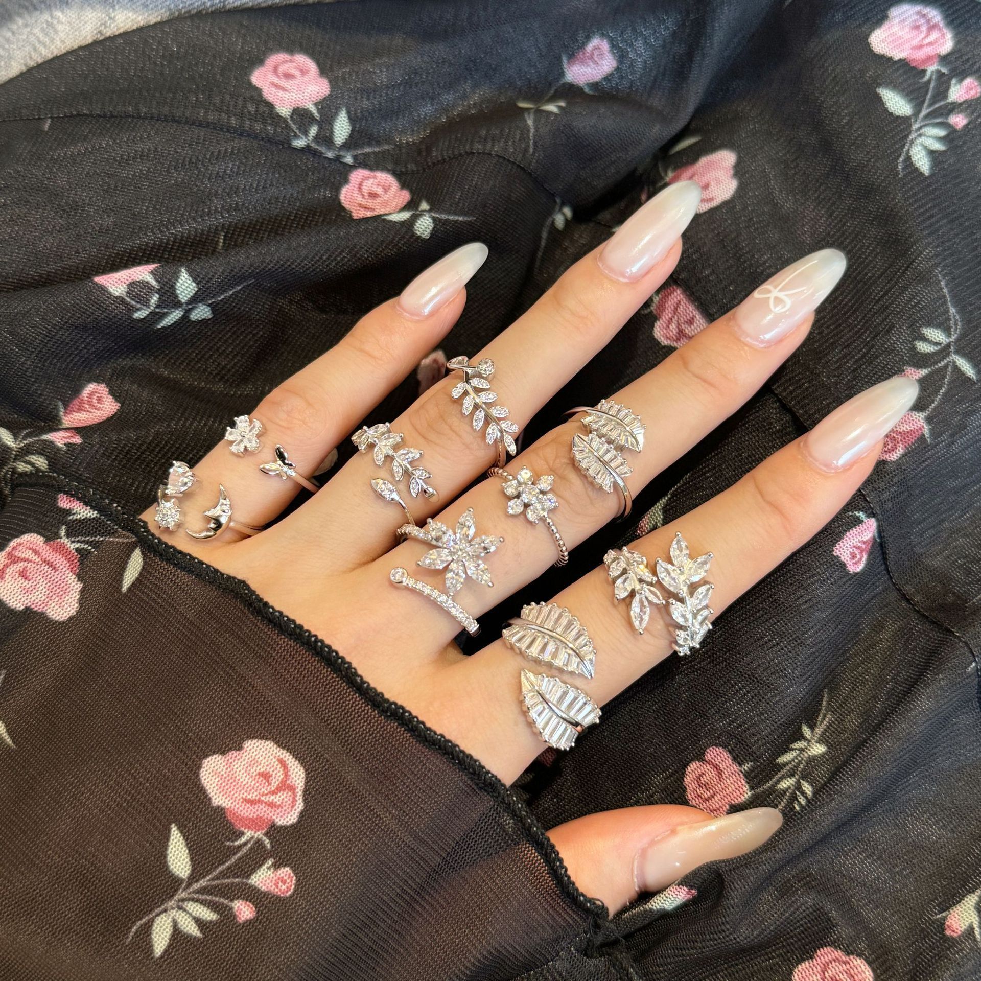 6g Weight Zircon Inlay Material Open Rings Classification Adjustable Ring Size 1 Piece Quantity Holiday, Daily Occasion 925 Sterling Silver Material Geometric Pattern Women's Gender Plating, Inlay Design Basic, Modern Style, Classic Style Style 925 Sterling Silver Zircon Geometric Open Rings 3
