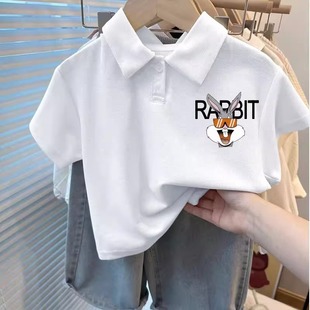 Russian Cross-Border Boys and Girls Polo Shirts Casual Short-Sleeved T-Shirts for Middle and Large Children, Versatile and Stylish Summer Student Tops