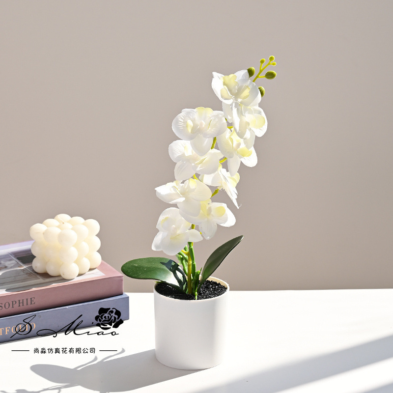Orquídea de mariposa artificial pequeña decoración del hogar bonsai fotografía simulación flor verde decoración interior simulación maceta