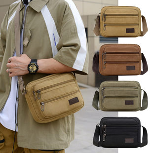 (Wholesale), cloth one-shoulder bag, bag strap with zipper for leisure, men's style