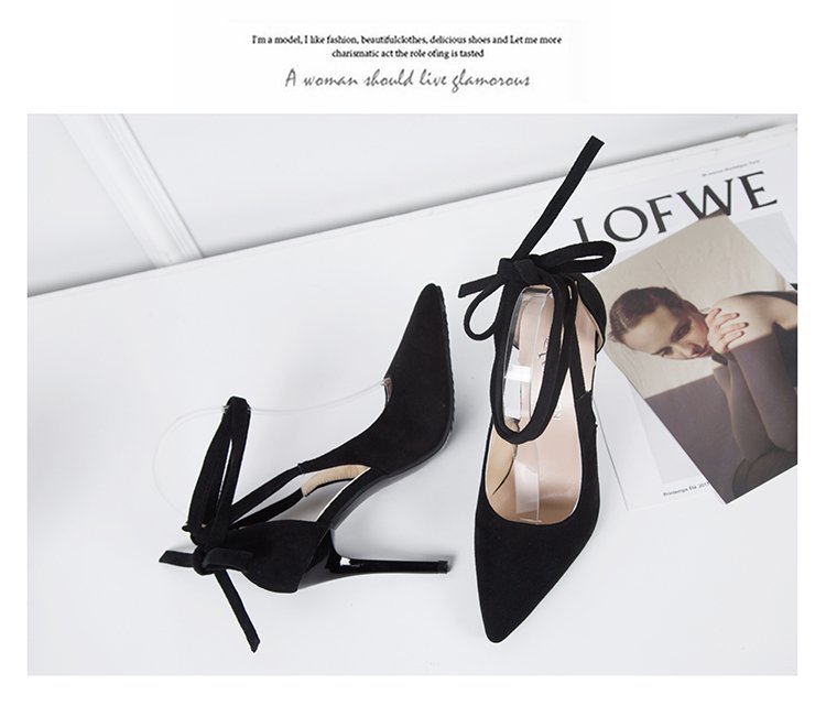 Wiosna/lato 2023 Nowe cienkie sandały na obcasie z sznurowadłami damskie koreańskie seksowne wysokie obcasy_voghion.com