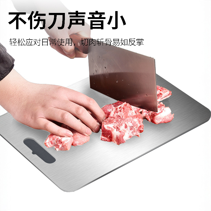 acero inoxidable doble cara tablero de verduras cuadrado borde de molienda borde anti-corte fácil de limpiar sin olor tablero de corte antibacteriano antifungal