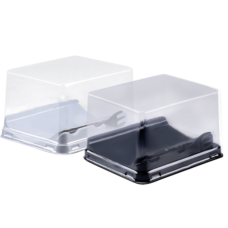 Hilo de carne seca rollo de pastel caja de embalaje con tenedor transparente PET yema de huevo crujiente hojaldre galleta toalla rollo pastelería hornear caja