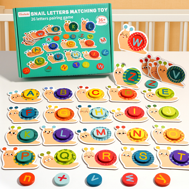 Jardín de infantes caracol alfabeto cognición emparejamiento de granos bloques de construcción infantil puzzle infantil educación temprana 3 a 6 años de juego puzzle
