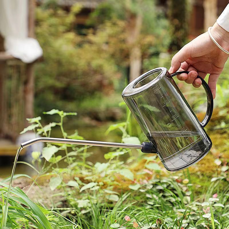 不锈钢长嘴塑料洒水壶家用浇花壶施肥壶淋花盆栽浇水园艺工具