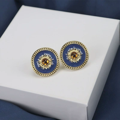 Vintage handmade enamel drop Yaxa sancaqları - s925-silver-needle-stud-earrings